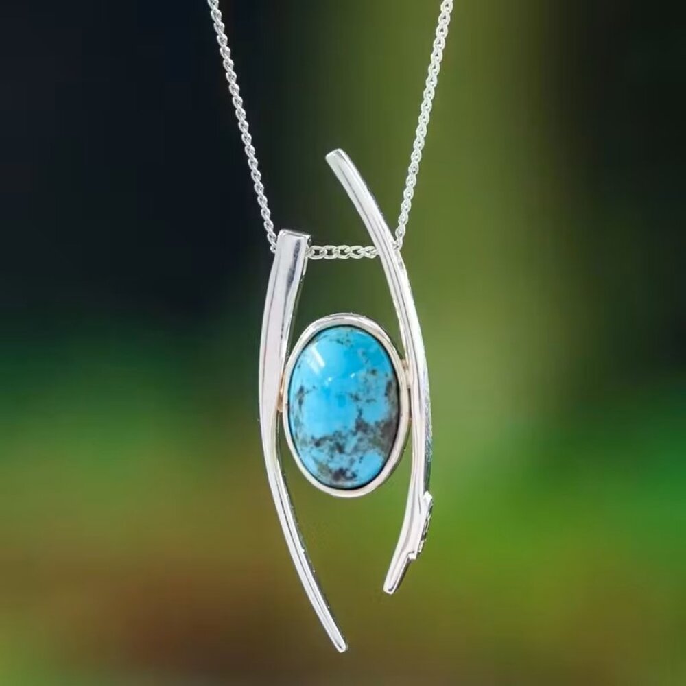 1pc   Silvery-Toned Wishbone Design Pendant  Necklace